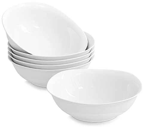 MALACASA 6 piezas 6.6 Cuencos de Porcelana Cuencos de Cereales (17 * 17 * 4.8cm, 560ml) Cuencos para 6 Personas, Serie ELISA