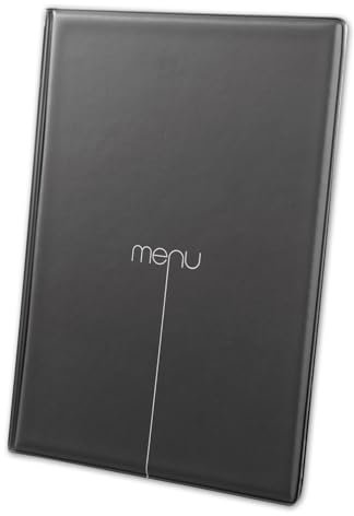 DAG Style RIA43XM Risto Portamenu, Scritta menu serigrafata 4 buste + 2 tasche, PVC, Nero, A4 (21x29.7 cm)