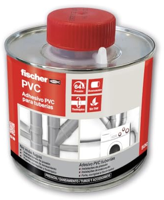 fischer PVC-Kleber (Dose 250 ml) farblos, Profi-Anlagen, Hart-PVC-Rohre für Sanierungen, Bewässerungssysteme, Wasser- und Flüssigkeitsversorgung, einfache Anwendung