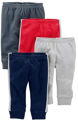 Simple Joys by Carter's unisex babybyxor (4-pack), Mörkblå/mörkgrå/gråmelerad/röd, 0-3 månader