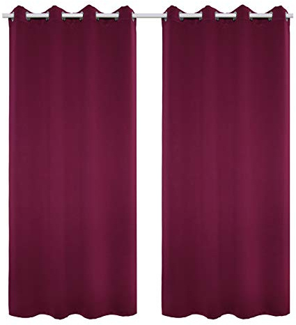 WOLTU Gardinen mit Ösen Vorhänge Leicht 140x225cm Dunkellila | 2er Set, 130g/m² Gardine Leicht & Weich für Wohnzimmer Kinderzimmer 225cm Lang