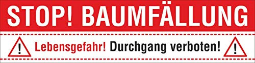 PVC Werbebanner Baumfällung Baumfällarbeiten Waldarbeiten mit Ösen 2000 x | PVC 510 g/m2, B1 schwer entflammbar, CMYK-Digitaldruck, rundum geoest, wetterfest, Made in Germany