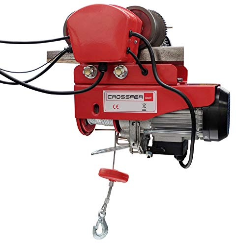 CROSSFER Elektrische Seilwinde mit Laufkatze 600 kg Seilzug mit Fahrwerk 12 Meter Stahlseil 230V