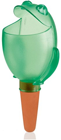 Scheurich Wasserspender Froggy M | 8X Grün | 140 ml Füllmenge | Bewässerungskugel klein mit Ton Fuß | Wasserspender Pflanzen und Blumen Terrakotta Stiel