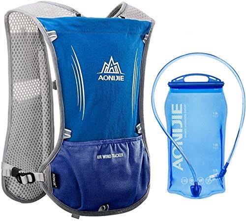 AONIJIE 5L Outdoor Sport Multifunctional Camping Backpack Cycling Running Climbing Hiking Hydration Vest Pack (Blue+1.5l Hydration Bladder, OneSize)