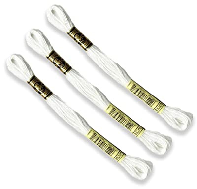 DMC - Pack de 3 madejas Mouliné Spécial 117MC BLANCO BRILLANTE B5200 - Hilo de bordar 100% algodón - Se adapta a todas las técnicas y soportes de bordado, ideal para el punto de cruz