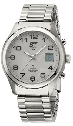 ETT Eco Tech Time Funk Solar Herren Uhr Analog mit digitalem Datum mit Edelstahl Armband EGS-11335-62M