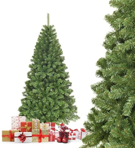 COSTWAY Albero di Natale 180/230 cm, Albero di Natale Artificiale con 928/1346 Rami Folti, Base in Metallo, Decorazione Natalizia per Casa, Ufficio e Negozio (180 CM)