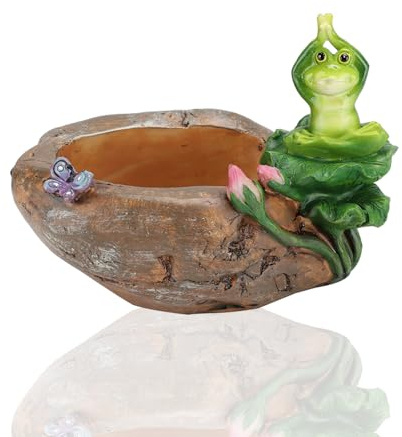 HERCHR Macetas suculentas pequeñas, macetas suculentas de Animales Macetas para Plantas Macetas para Flores Macetero para Gatos Macetas para Cactus para decoración de Escritorio(Yoga de la Rana)