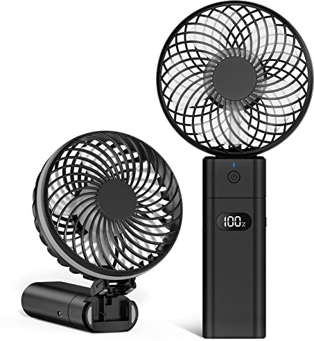 Mini-USB-Ventilator, tragbar, leise, mit 5200 mAh Akku, wiederaufladbar, 5 Geschwindigkeiten für Büro, 4-20 Stunden Nutzung
