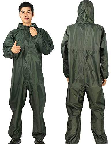 Guiran Waterproof Oilproof Dustproof Coveralls Isolation Farming Raincoats Polished Workwear, Hooded Coveralls, Chemical Resistant Jumpsuits for Industrial, Biohazard and DIY Applications, Reusable