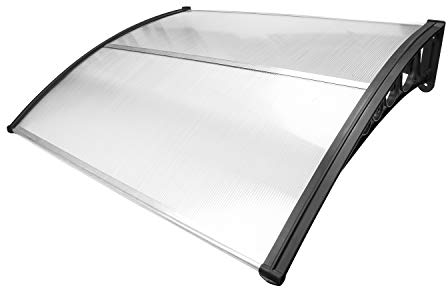 Gimisgu Auvent pour Porte d'entrée - 150 x 100 cm - en Polycarbonate Transparent - 5 mm - Support en polypropylène - Protection Solaire - Protection Contre la Pluie