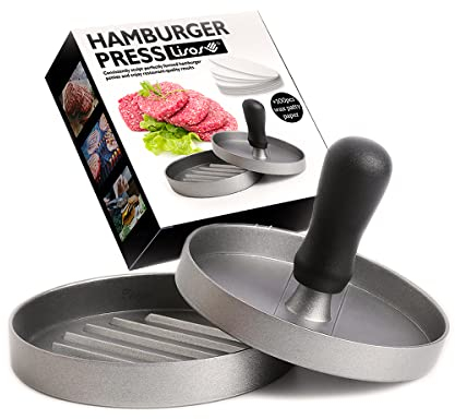 LISOS Burger Press 100 Patty Papers Set I Non-Stick Hamburger Patty Maker Mold Ring for Beef Veggie Burger BBQ Barbecue Grill BPA Free Dishwasher Safe