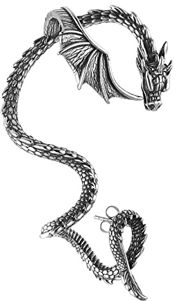 HZMAN Stainless Steel Dragon Earrings Retro Punk Gothic Dragon Cuff Earring Wrap Clip on Earring for Men Gift