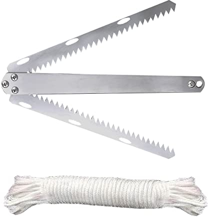 Bustlwor Edelstahl Faltbar Sichel Sägezahn, Wassergras Entfernen Wasserpflanzen Schneider, Unkraut-Grasschneider, Zum Entfernen von Wasserpflanzen in Teichen oder Aquarien (10 Meter Seil)