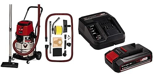Einhell Professional Aspirador de seco-húmedo con batería TP-VC 36730 S Auto-Solo Power X-Change (Iones de Litio, 36 V, función de conectividad, función Eco/Boost,con bateria de 2,5 Ah y Cargador)