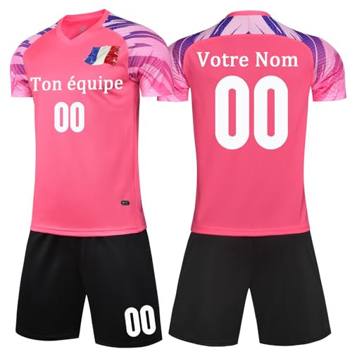 Maillot Personnalisé Foot - Nom Numéro Logo de Léquipe Ensemble de Foot T-Shirt & Short pour Hommes Femmes Enfants