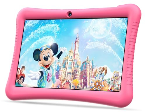 Semeakoko Tablette Enfants 10 Pouces Android 13, Kids Tablette Tactile Quad-Core 1.6GHz, 1280 x 800 HD-Display, 3GB RAM/32GB ROM(256GB TF),6000mAh,WiFi,Bluetooth,Double Caméra,Contrôle Parental(Rose)