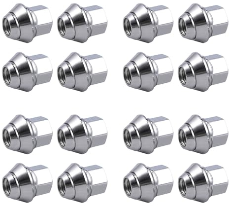 Bohaner 16 Dadi per ruota M12 x 1,5, monoblocco, in acciaio cromato, per Ford Mondeo Fiesta Focus (argento)