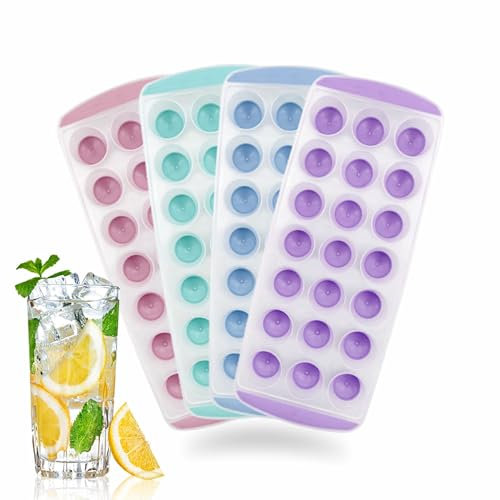 Ice Tray Pastel Ice Cube Mould Reusable Flexible Plastic Ice Cube Tray Removable Ice Cubes for Water Whiskey Juices Beer Cocktails Chilled Drinks Assorted Colour (1Pc)