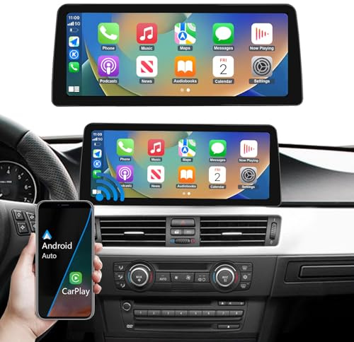 Road Top Autoradio 12,3 Ultra-Fin Écran CarPlay pour BMW Série 3 avec CCC | pour E90/E91/E92/E93 (2005-2008), HD Écran Tactile Linux, CarPlay sans Fil, Android Auto, MirrorLink