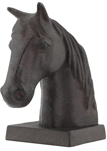 Horse Decorative Bookend Vintage Cast Iron Decor Heavy Book Ends Door Stop Unique Horse Head Statues Home Decor, Ideal for Reading Room Living Library Office Shelf Desk Decorative