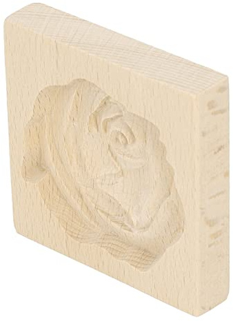 Keks-Holz-Stempel aus Buchenholz, Keks-Holzstempel, Buchenholz Zum Schnitzen, Keksform aus Holz für Dessert-Keks-Stempel (Rose #13)