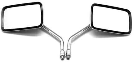 Motorrad Lenkerendenspiegel 10mm Retro Rechteck Metall Motorrad Rückspiegel Chrom Universal Motorrad Zubehör Motorrad Rückspiegel
