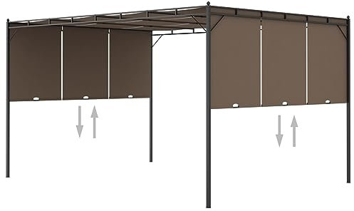 Iiaky Gazebo da Giardino con Tenda Laterale 4x3x2,25 m Talpa,Gazebo Pergola Con Telo Impermeabile Richiudibile E Struttura Rettangolare In Acciaio Inossidabile Ad Alta Densità,Per Arredo Giardino,Terr