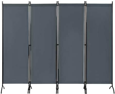WOLTU Paravent 4 Teilig 224x182 cm Dunkelgrau, Raumteiler Freistehend Trennwand und Klappbar, Sichtschutz Spanische Wand für Innen- und Außenbereich, Ideal für Wohnzimmer, Balkon und Garten
