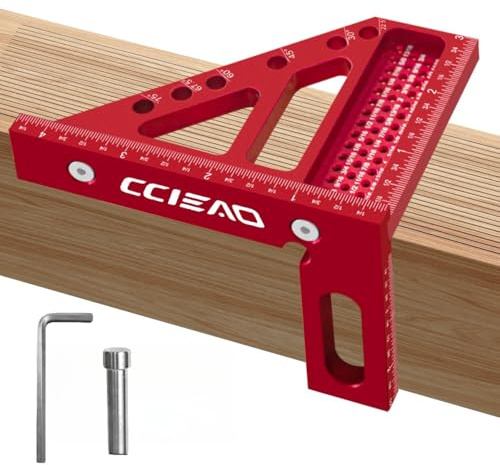 3D Multi-Angle Carpenter Square Scriber, 22.5-90 Degree Drawing Line Ruler with Pin, High Precision Woodworking Square Protractor for Carpenters,Construction,Craftsmen and DIY (Inch)
