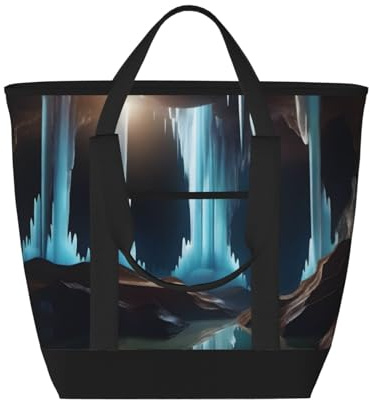 WapNo Sac seau en cristal de caverne souterraine isolé maintient le froid, idéal pour la livraison de nourriture, voyage isolant ou pour garder le froid sur la plage, noir, taille unique, Noir ,