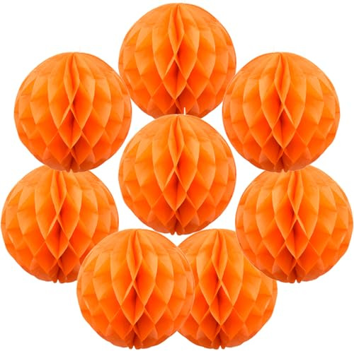 Yosawo 8PCS Honeycomb Flower Balls Tissue Paper Honeycomb Balls for Birthday Party Baby Shower Wedding Decorations(ZQ/Orange)