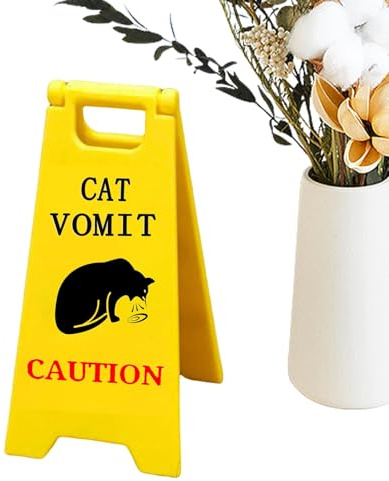 Katzenerbrechen Warnschild | Katzen-Warnschild | Lustiges Katzen-Erbrechen-Schild, bedruckt, niedliches Katzenschild, schwarz, Gag für Badezimmerdekoration, Dekoration