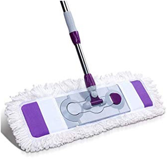 Mocio, mocio Professionale in Microfibra, mocio per Pavimenti in Legno, Manico in Acciaio Inossidabile, Lavabile Piatto per la Pulizia del Pavimento di casa/Ufficio