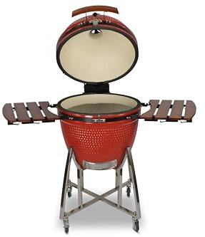 Kamado CL-23,5 Profi Keramik Grill Rot, Grilldurchmesser 60cm, Grillrostdurchmesser 51,5cm, BBQ Grillei Holzkohlegrill Grill Keramikgrill