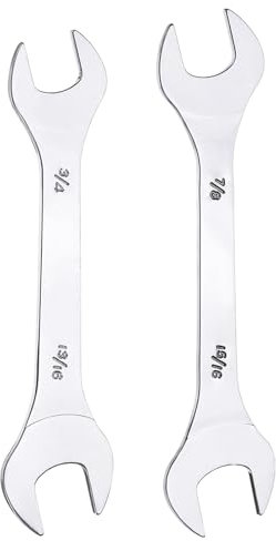 sourcing map 2pcs Double Open End Thin Wrench Set 3/4 13/16 7/8 15/16 SAE Super Thin Small Flat Head Wrench Mirror Polished Open Ended Spanner for Automotive Repair Furniture Assembly