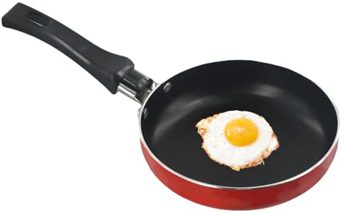 Small Frying Pan, Red Nonstick Egg Pan, 12cm Mini Frying Pans, PFOA-Free Cookware Skillet, Non-Stick Omelette Pan, Portable Cooking Pans for Gas Stove, Perfect for One Egg, Crepes, and Pancakes