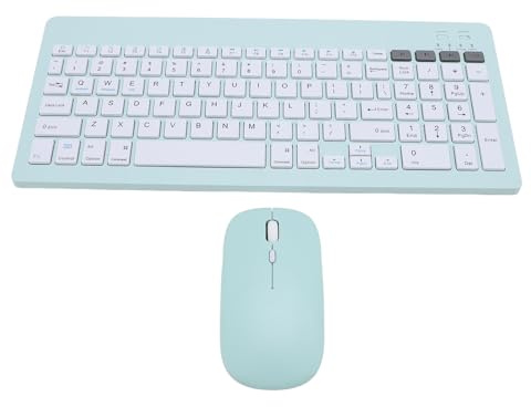 Jectse Tastiera Bluetooth Combo Mouse, 4 Canali Doppi modalità Tastiera Wireless per PC e Set di Mouse, Silenziosa e Set di per Laptop PC (verde chiaro)