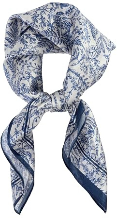 FEIBOON 100% Pure Mulberry Silk Scarfs 26x26 Square Scarf Women Neckerchief Headscarf hair scarf bandana Gift Packed (Light Blue Leaves)