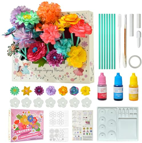 PICKONA Bloom Joy Magisches Blütenblatt Bastelset DIY Papierblumen Kit für Kinder Kreatives Kunst und Lernspielzeug STEM Pädagogisches Blumenstrauß Set zum Gestalten und Verschenken