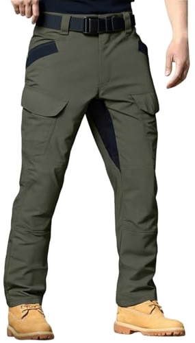 Générique Pantalon Tactique Cargo pour Homme Treillis Militaire Randonnée Chasse Pantalon Combat Stretch Séchage Rapide Pantalons de Travail Vert XL