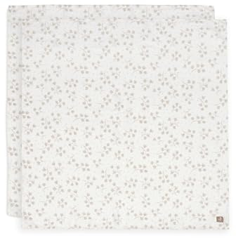 Jollein Mulltücher Baby – Leafy Dreams – 2er Pack – 115x115cm – 100% Baumwolle – Spucktücher Baby – Babydecke Musselin – OEKO-TEX Zertifiziert