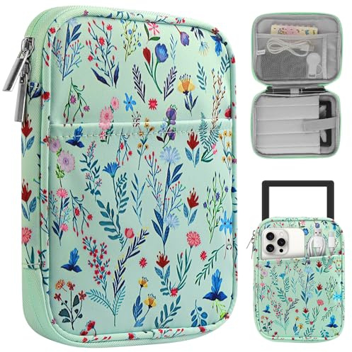 HoYiXi Universal Sleeve Bag for 6-6.8 inch E-Book Reader Compatible with 6.8 Kindle Paperwhite 2025-2012/6 All-new Kindle/Kobo/PocketBook,6 EReader With Anti-Drop Protective Cover,flower1