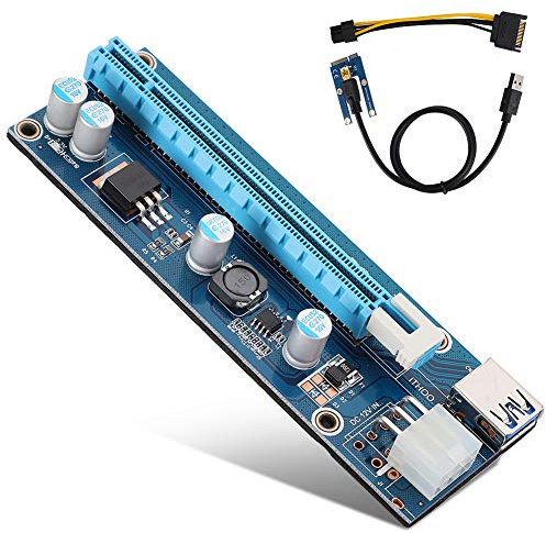 ERYUE Adaptador PCI-E 16x, Interfaz de Fuente de Alimentación de 6 Pines, Elevador de Tarjeta Gráfica Estable, Cable USB Suave y Flexible, Fácil Fijación con Hebilla Fija, Cable de