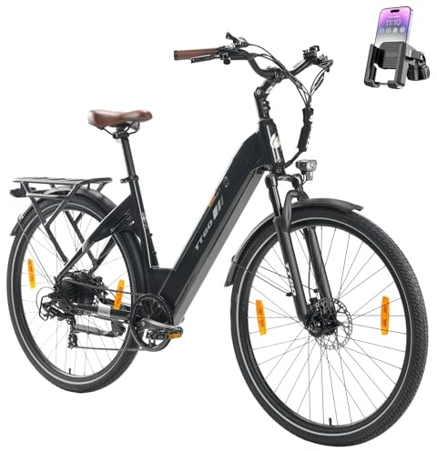 ttgo E Bike 28 Zoll Elektrofahrrad mit 250W Motor, 36V 20Ah Akku, 80–120 km Reichweite, Hydraulische Scheibenbremsen, Drehmomentsensor, 7-Gang, C3 PRO (Schwarz)