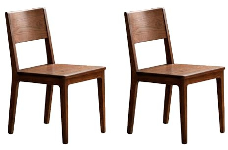 YESWOOD Lot de 2 Chaises de Salle à Manger en Chêne Massif, Noyer | Style Minimaliste, Chaises Assemblées, Pour Cuisine, Salon, Chambre, 44,8 x 54 x 80 cm