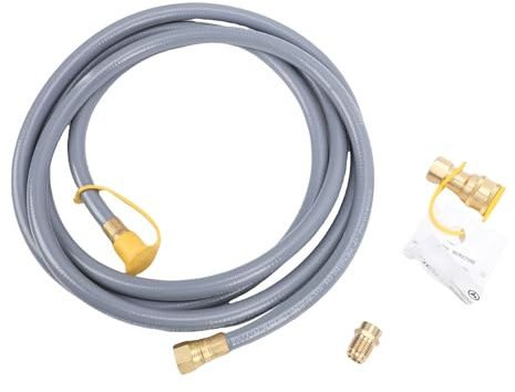 12ft Gas Convers Kit 1/2 Inch Quick Connect Hose Rubber Brass Gas Line for RV BBQ Pizza Oven nerator & Easy to Install