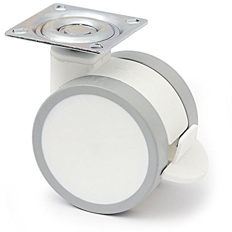 RUEDA GIRATORIA DUNCAN Ø75 H96 PLÁSTICO BLANCO CON FRENO