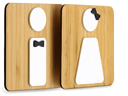 Signs WC A2-2 x Bagno Restroom Toilette - Targhette e pittogrammi per porte, locali, uffici, personalizzabili, targa in legno a rilievo